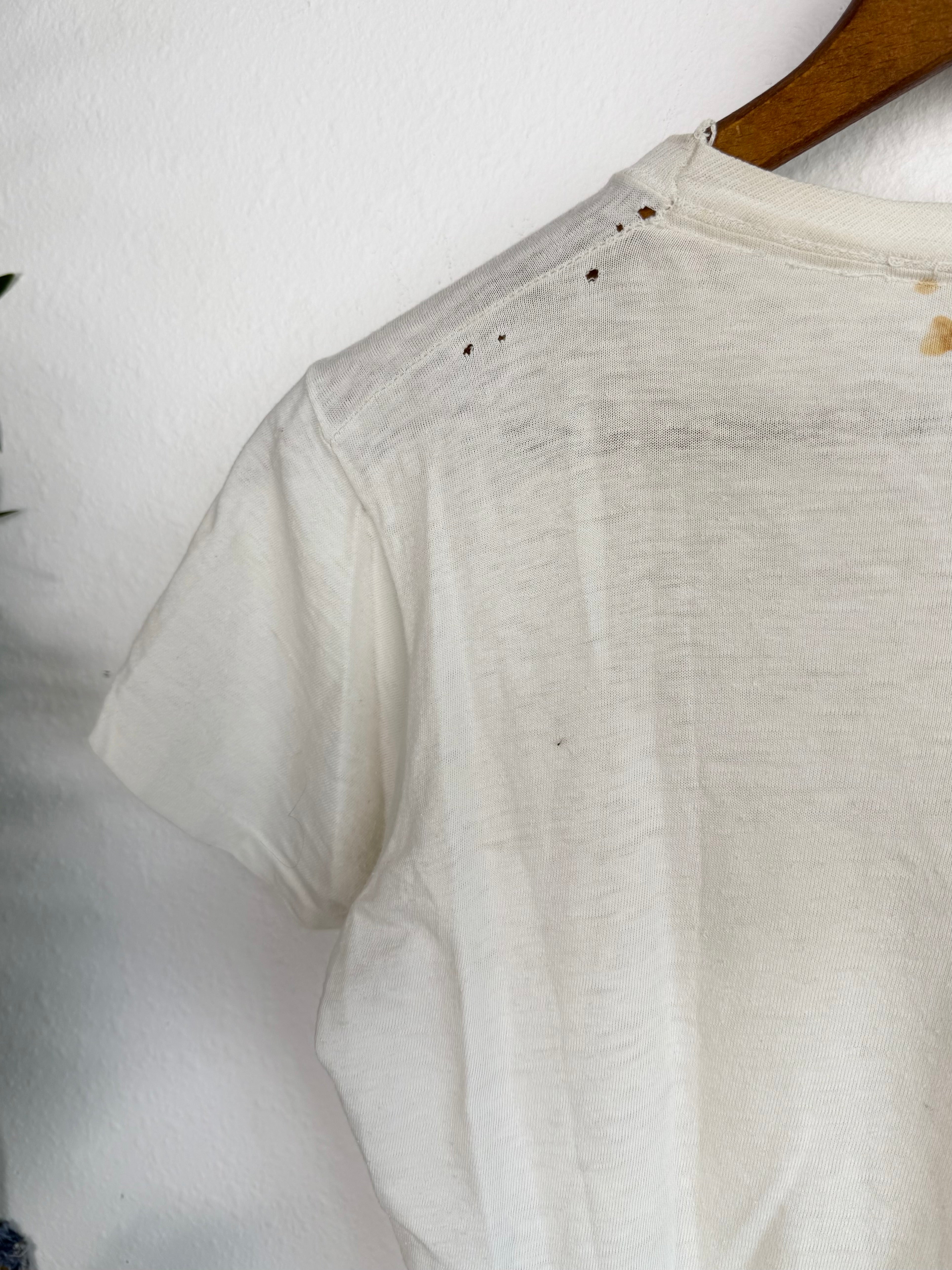 1950s Distressed ‘Essential’ Boxy White Tee (S/M)
