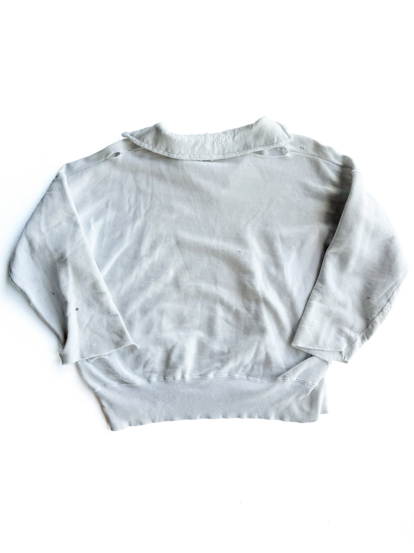 1950s ‘Chopper’ Distressed White Quarter Zip Sweatshirt (M/L)
