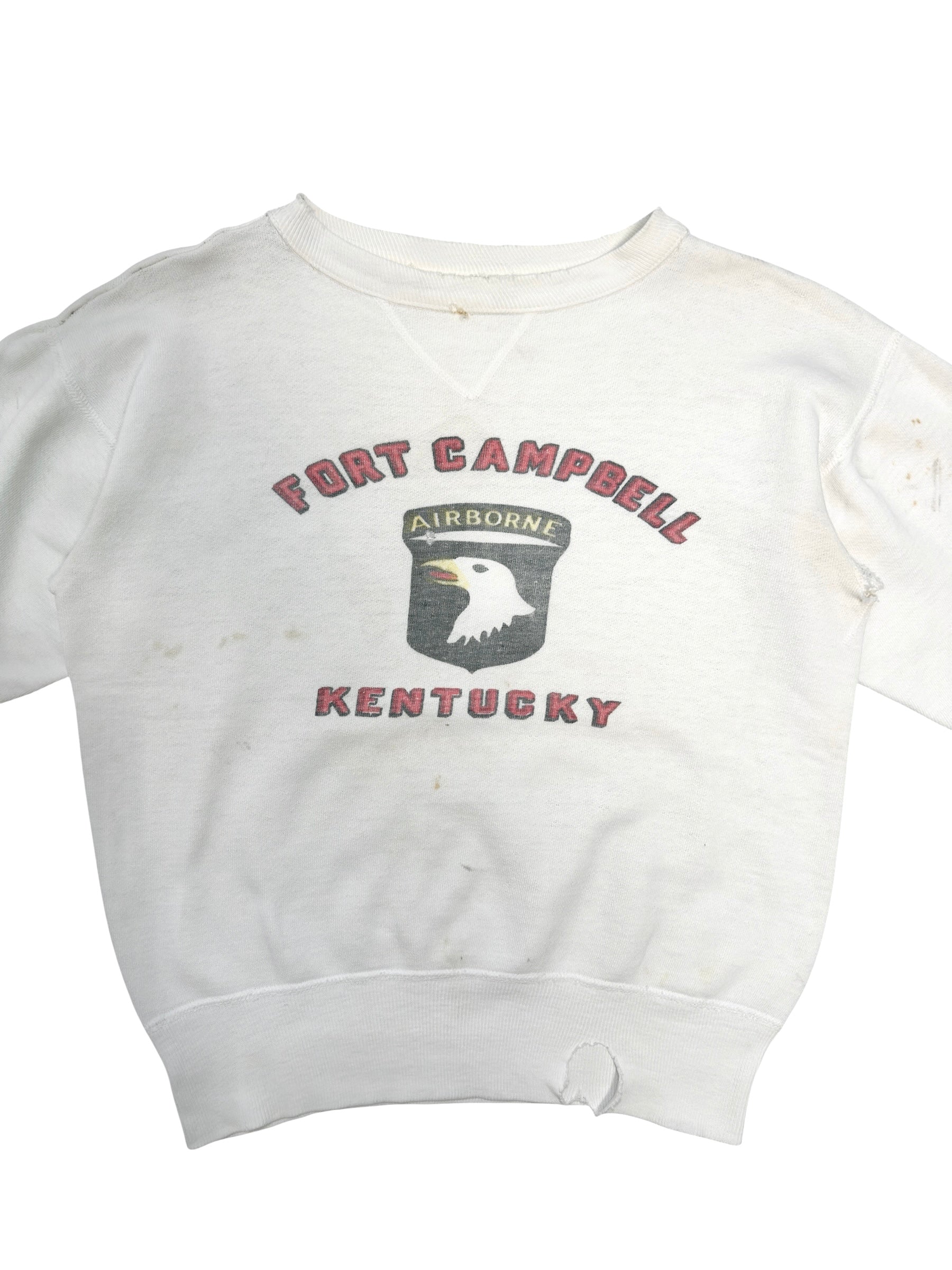 1950s ‘Fort Campbell’ Military Cut Off Sweatshirt (S/M)