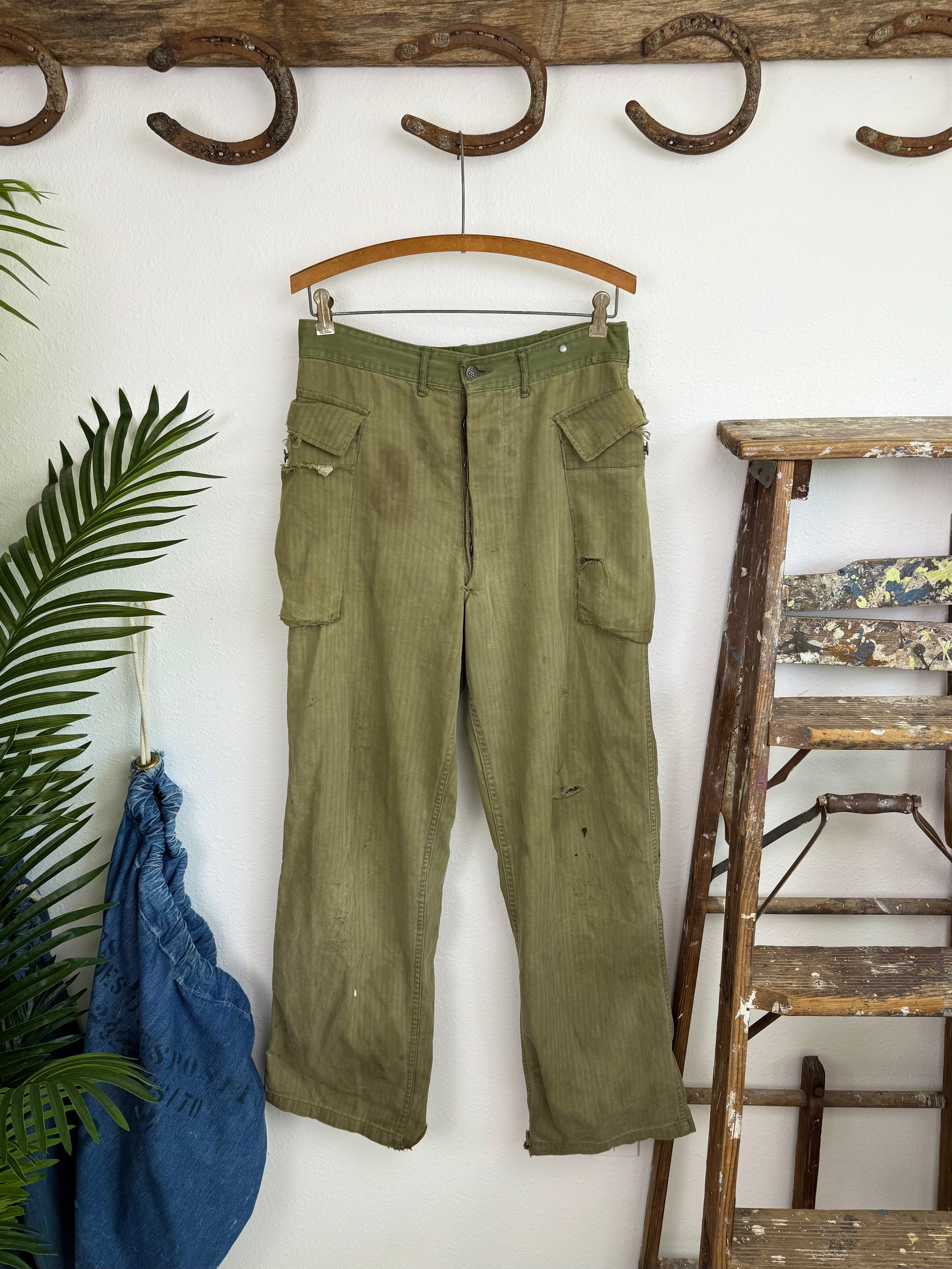 1940s WW2 13 Star Pinstripe Cargo Pants (31)