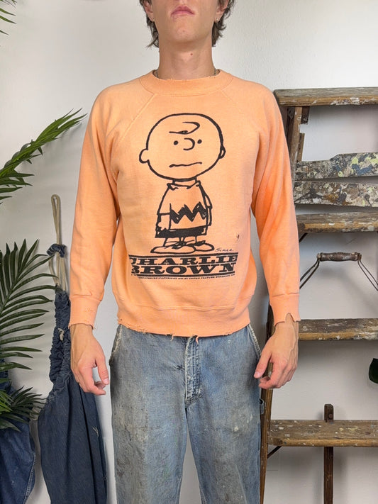 1960’s Peanuts Charlie Brown Faded Orange Sweatshirt (S/M)