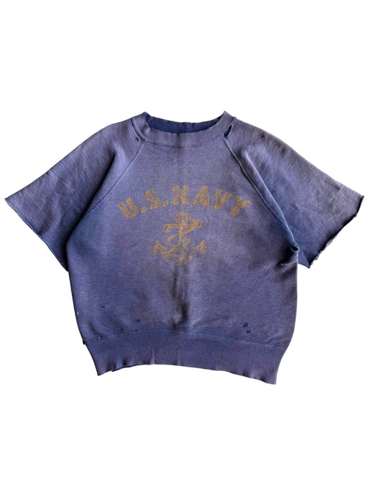 1950s Sun Faded ‘US Navy’ Chopped Sweatshirt (S/M)