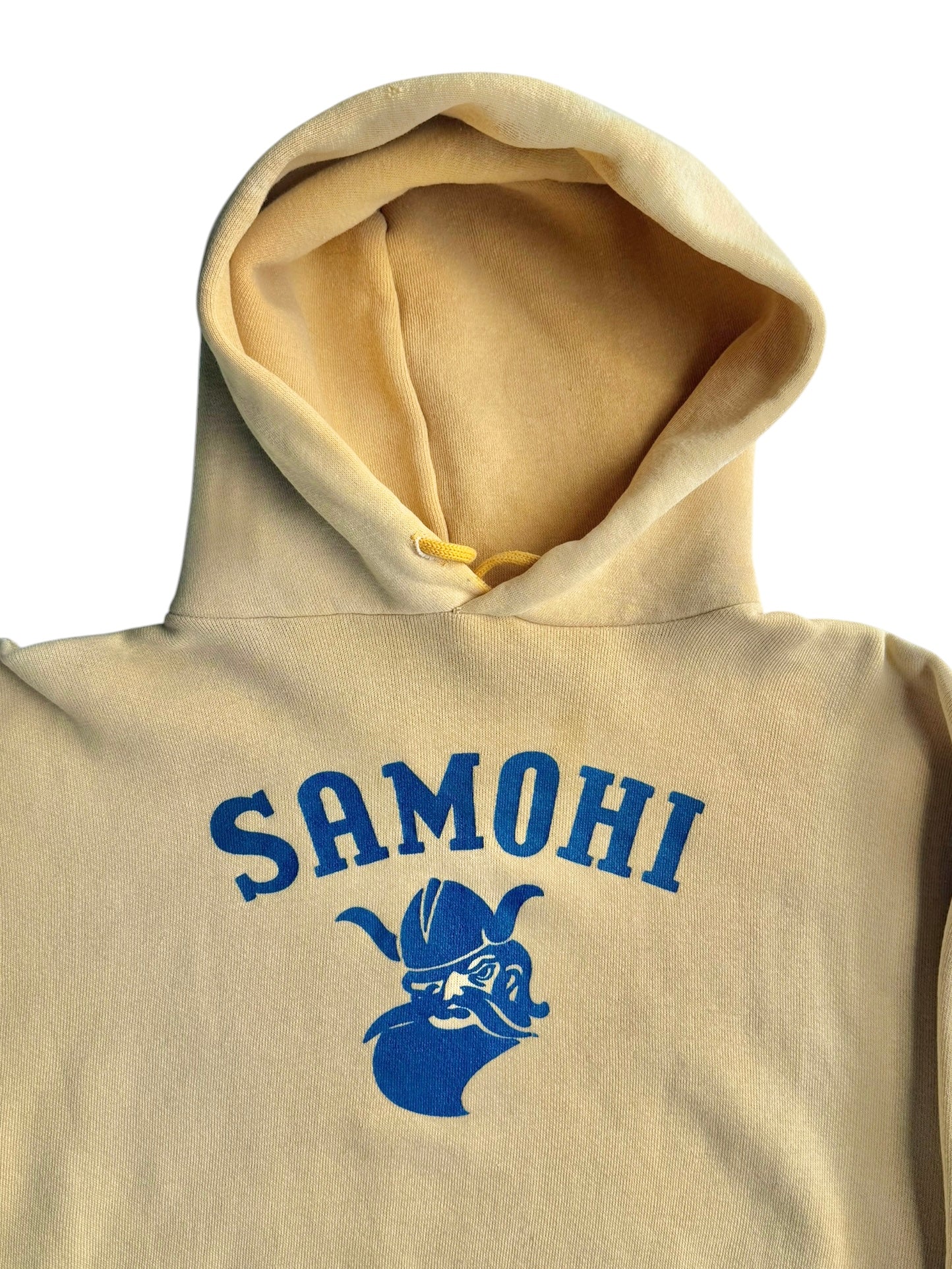1960s Sun Faded Yellow ‘Samohi’ Distressed Hoodie (S/M)