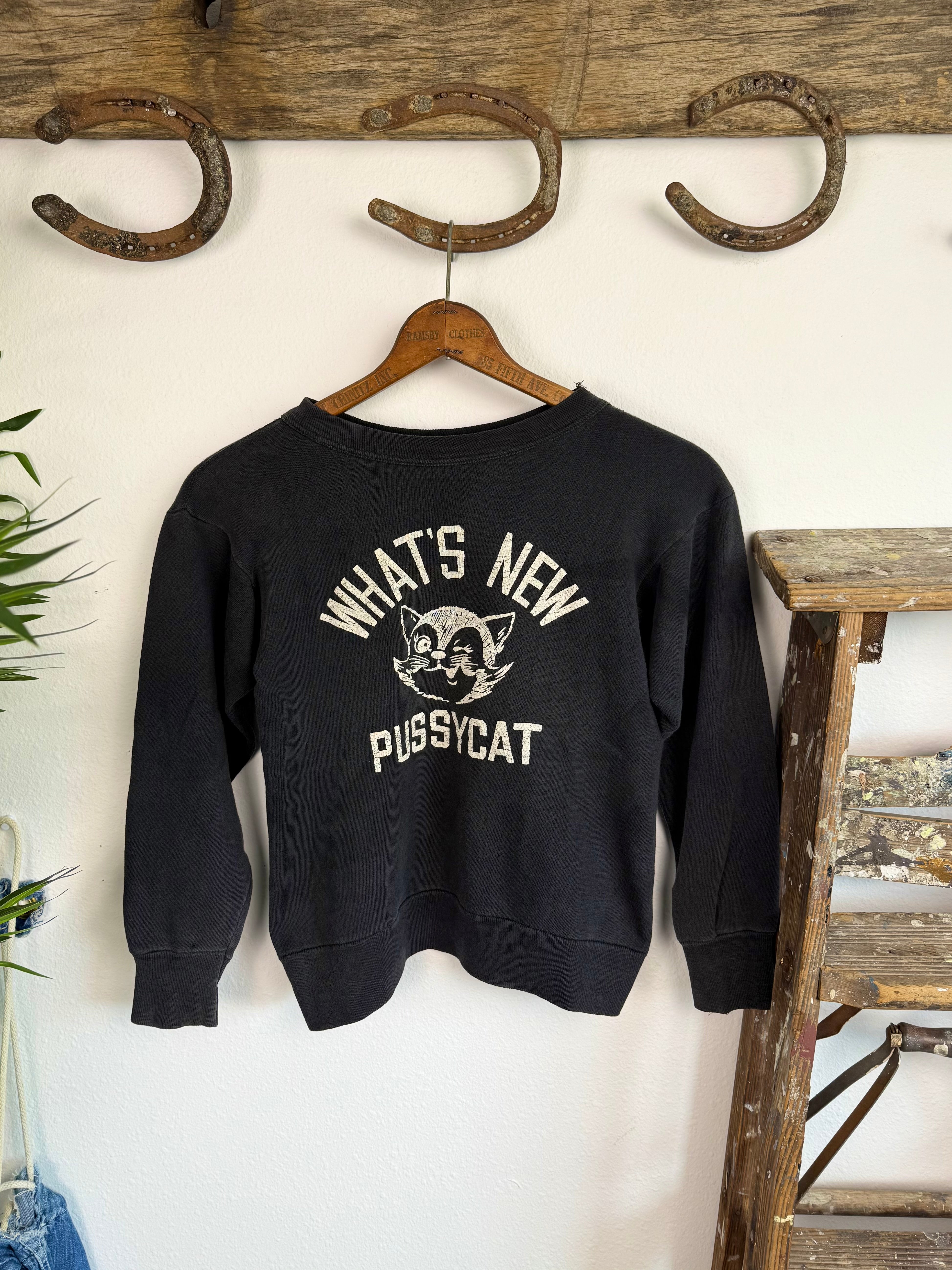 1960s Black ‘What’s New Pussycat’ Sweatshirt (S)
