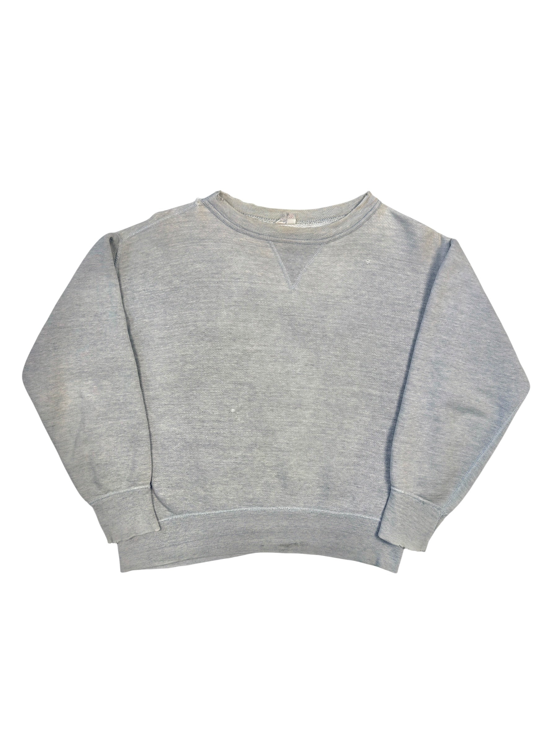 1950s Essential Heather Grey Single V Sweatshirt (S/M)