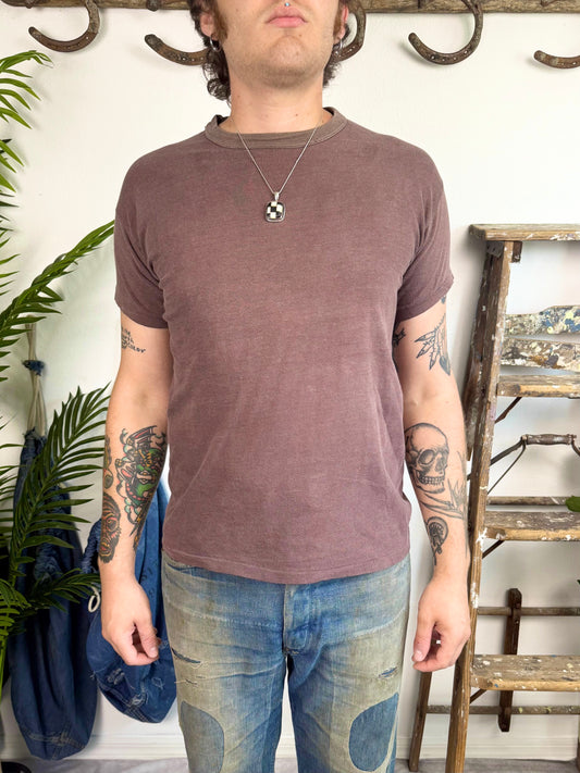 1960s Russell Athletic Two Tone Maroon Tee (L/XL)