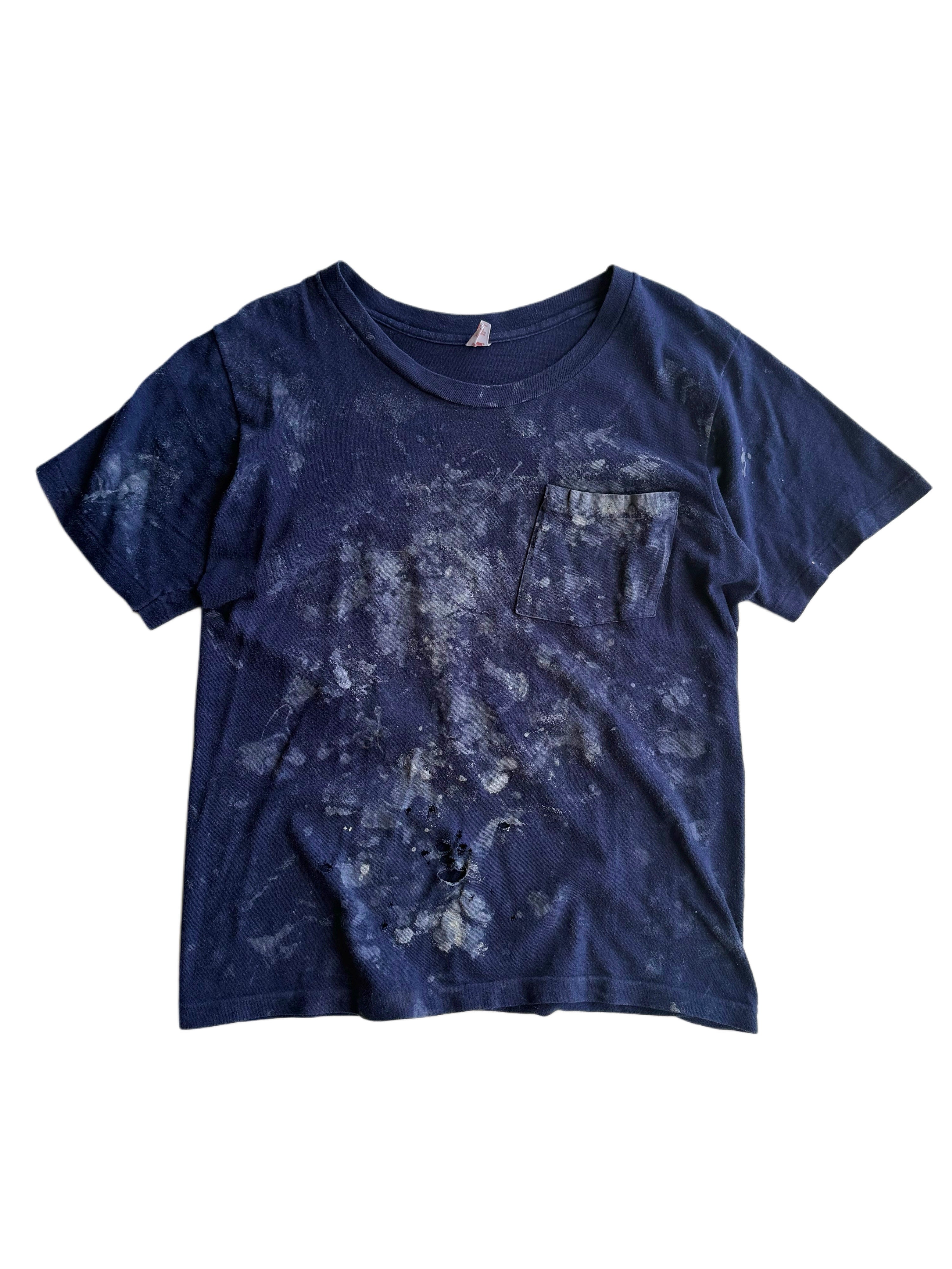 1960s Hanes Splatter Paint Navy Tee (S/M)