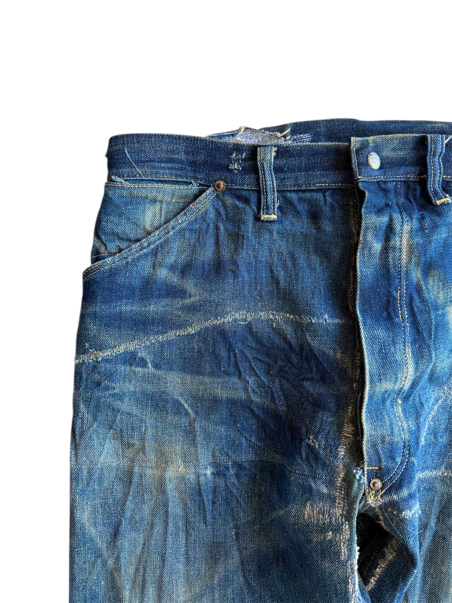 1920s/1930s Distressed & Repaired Buckle Back Jeans (31)