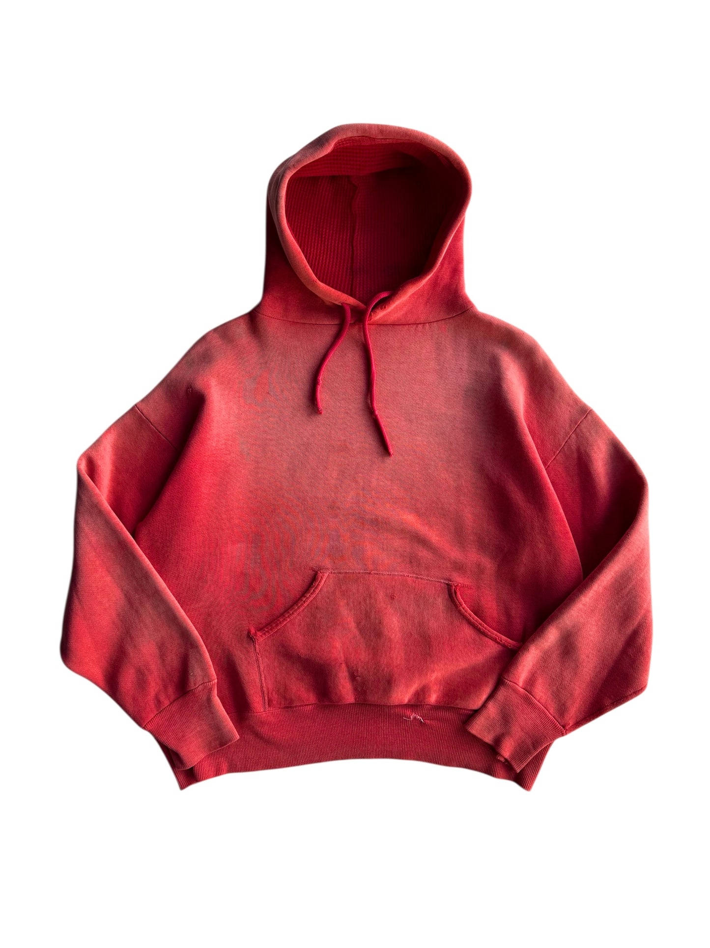 1950s Sun Faded Cherry Red Thermal Hoodie (M/L)