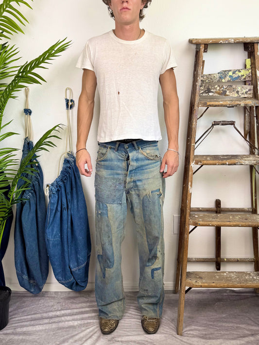 1950s Distressed ‘Essential’ Boxy White Tee (S/M)