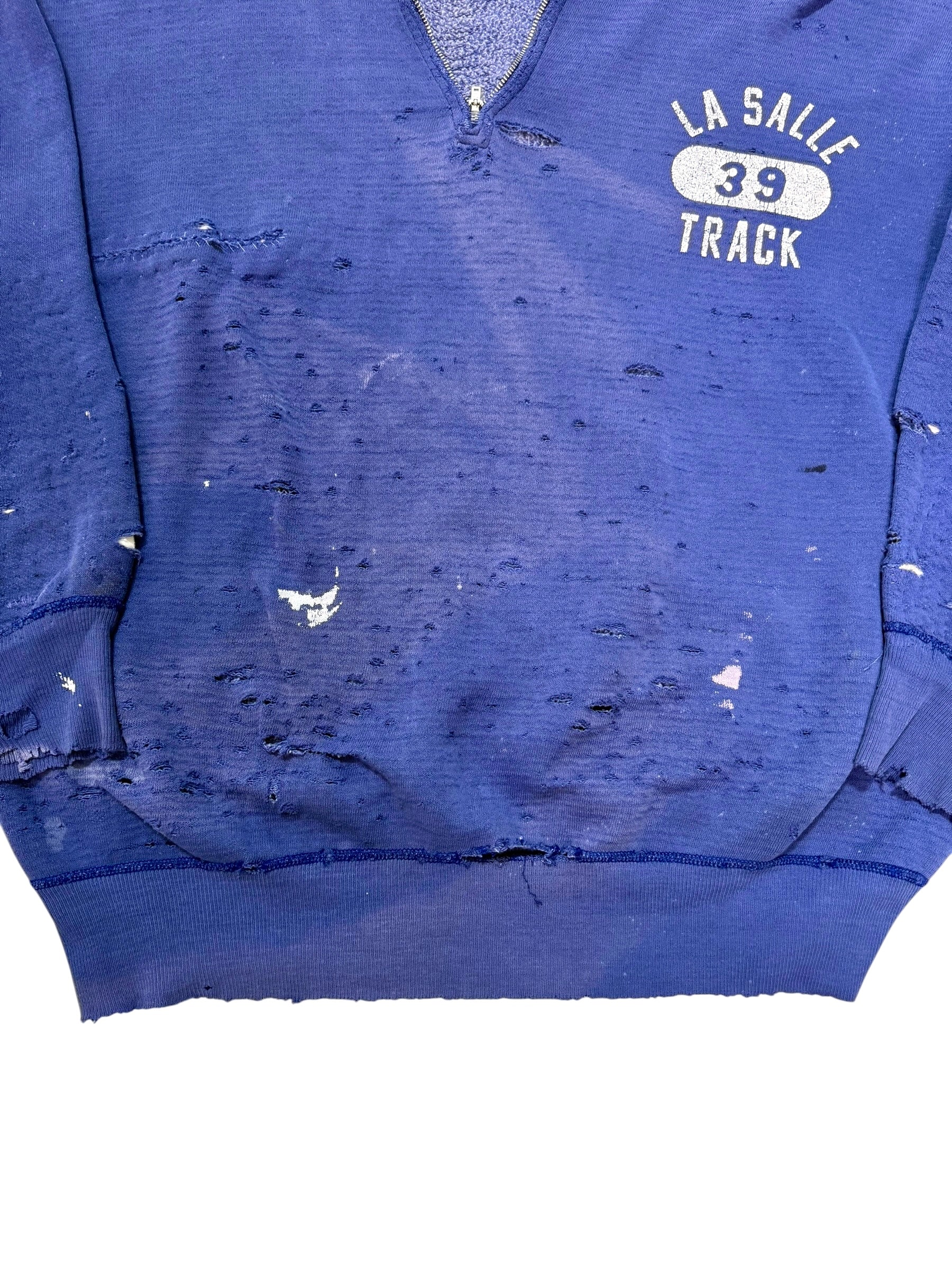 1950s Distressed & Sun Faded Track Quarter Zip Sweatshirt (XL)