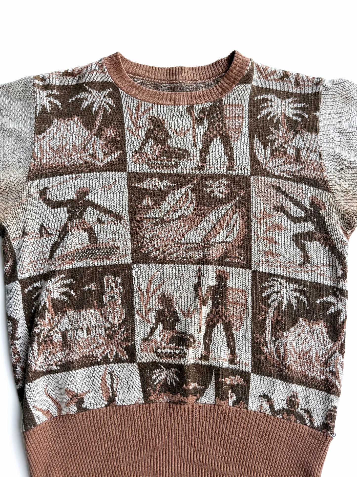 1940s Novelty Cotton Short Sleeve Sweatshirt (S/M)