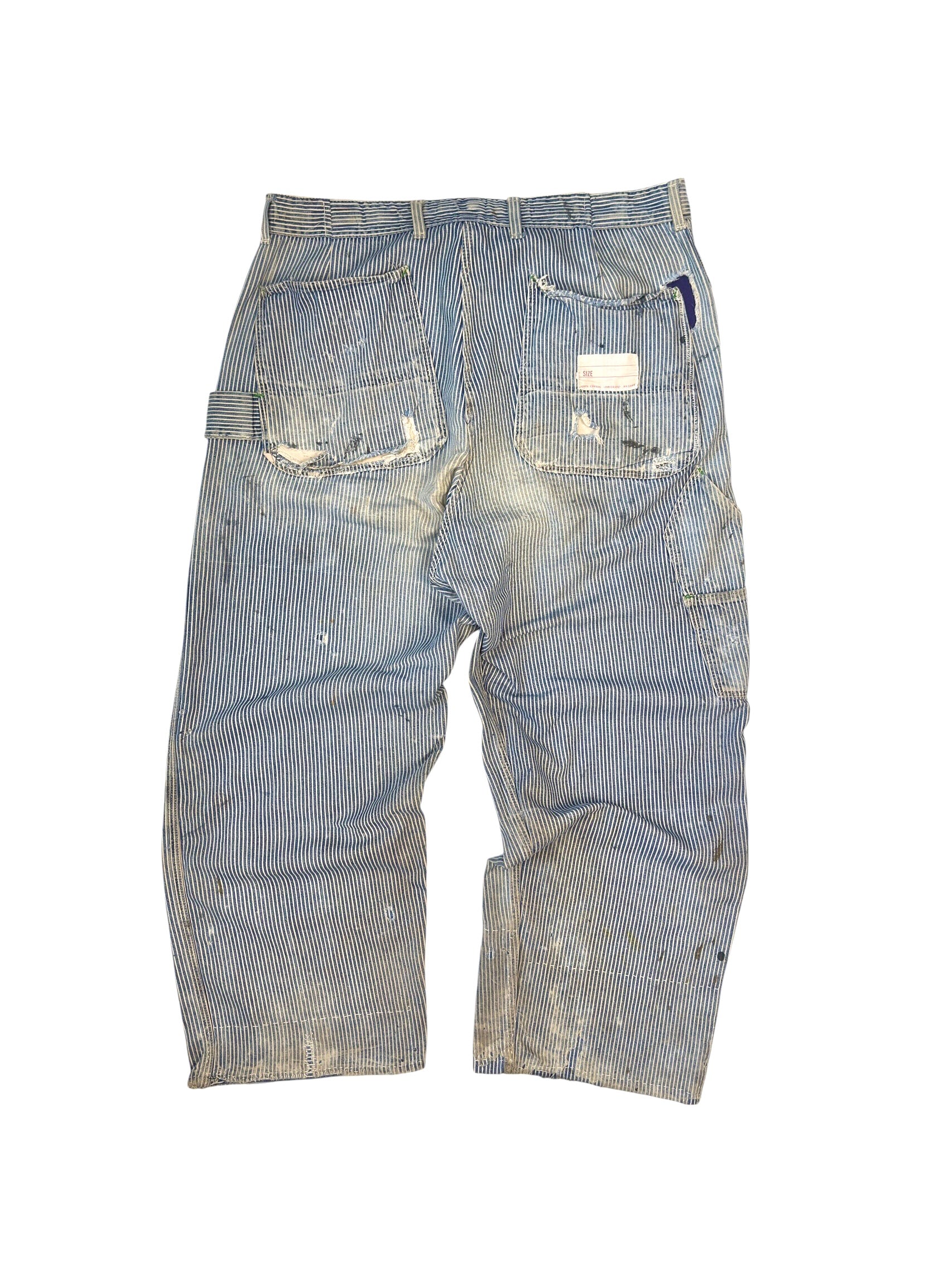 1940s Pioneer Distressed and Repaired Pinstripe Carpenters (36)