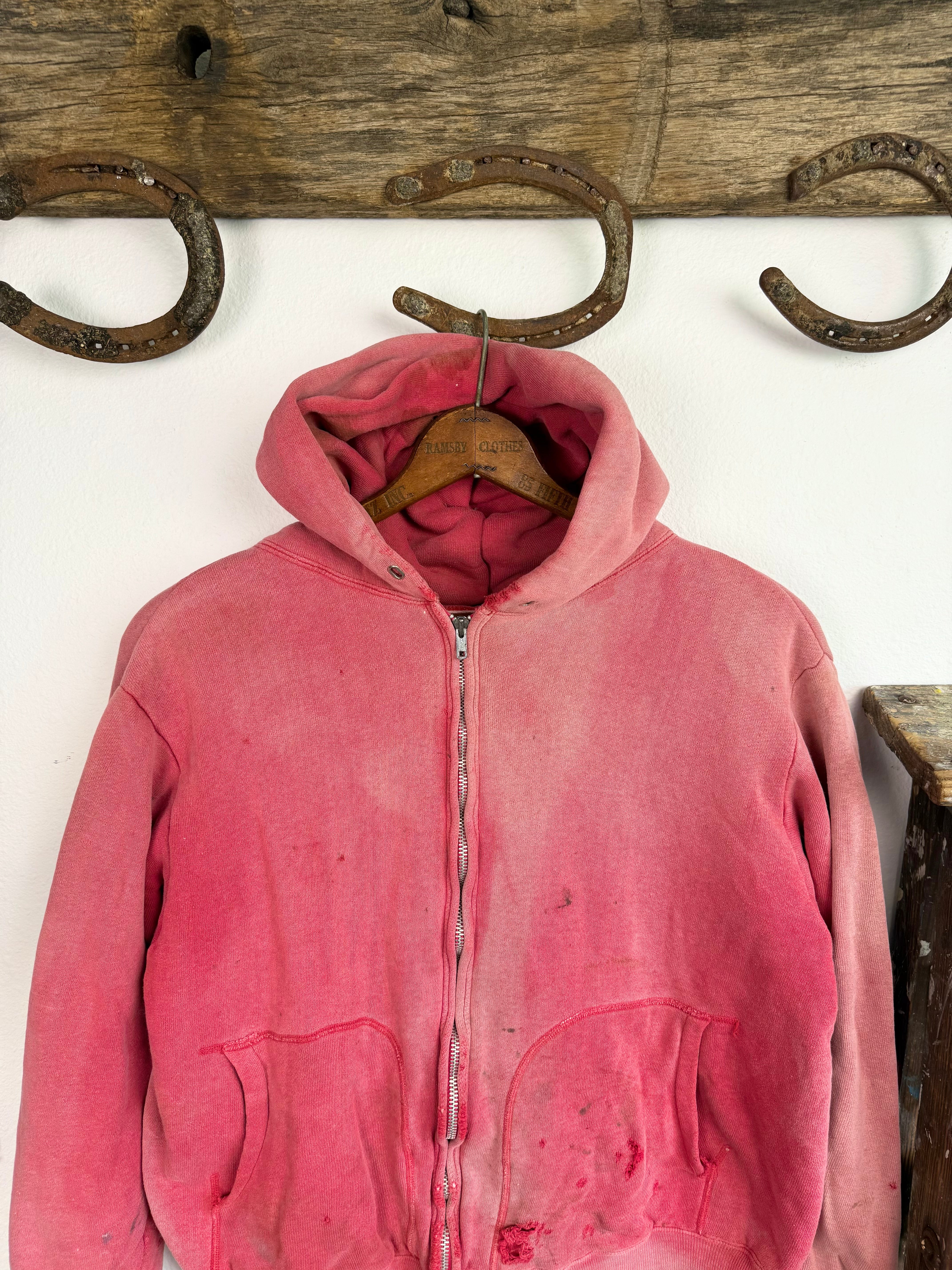 1950s Thermal Lined Sun Faded ‘D Pocket’ Zip Up Jacket (M/L)
