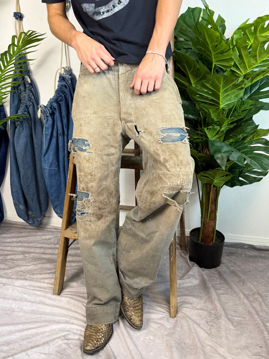 1940s ‘Well Loved’ Distressed and Repaired Chinos (34)