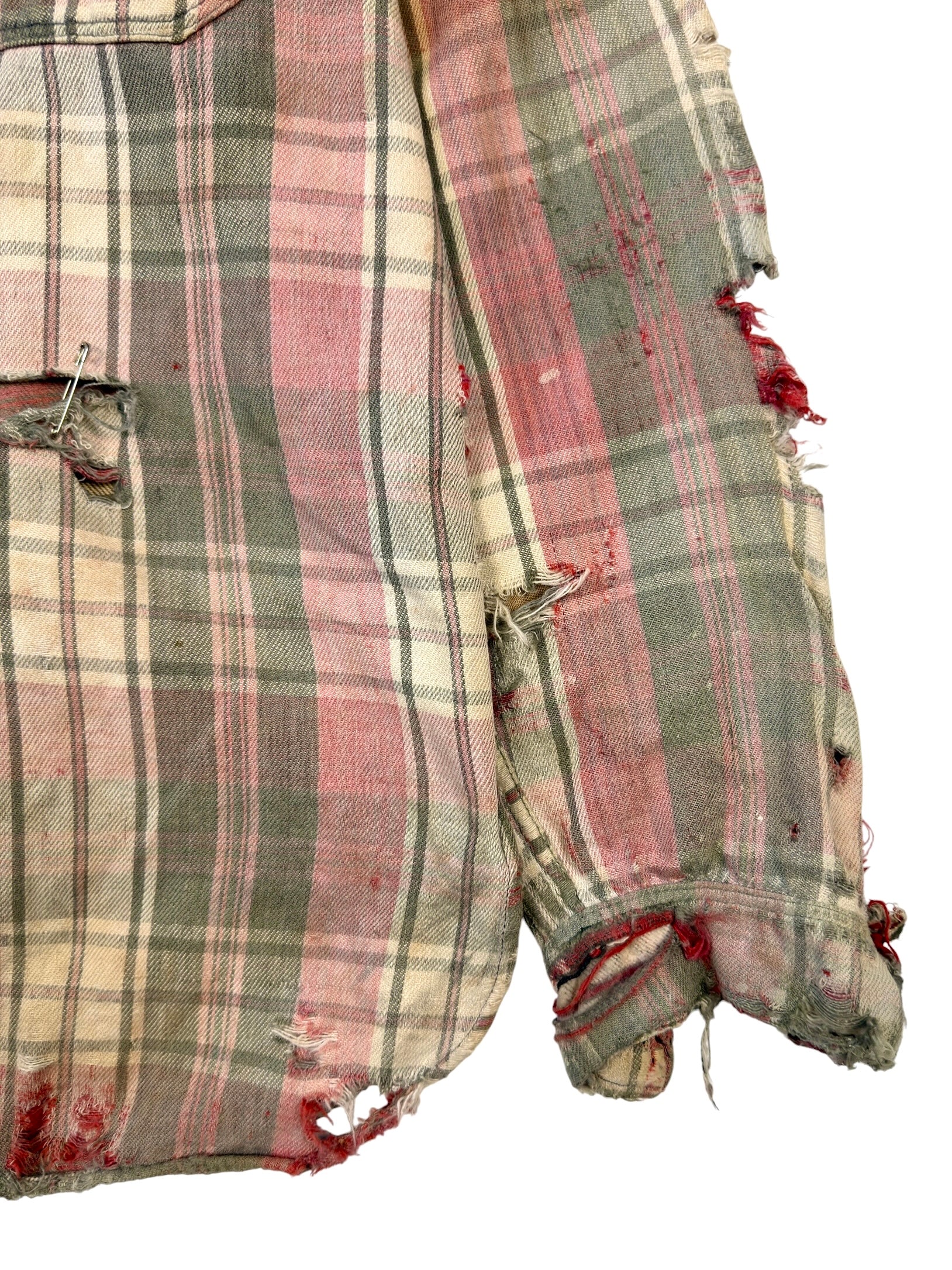 1930s Distressed Repaired Sun Faded Zombie Flannel (M/L)