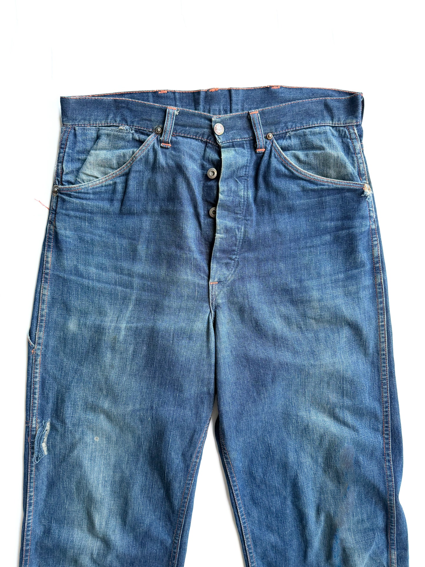 1940s/1950s ‘Pioneer’ Donut Button Dark Denim Jeans (32)