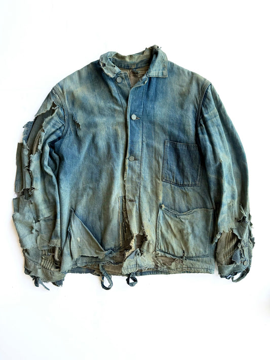 1930s Distressed Denim Chore Jacket (M/L)