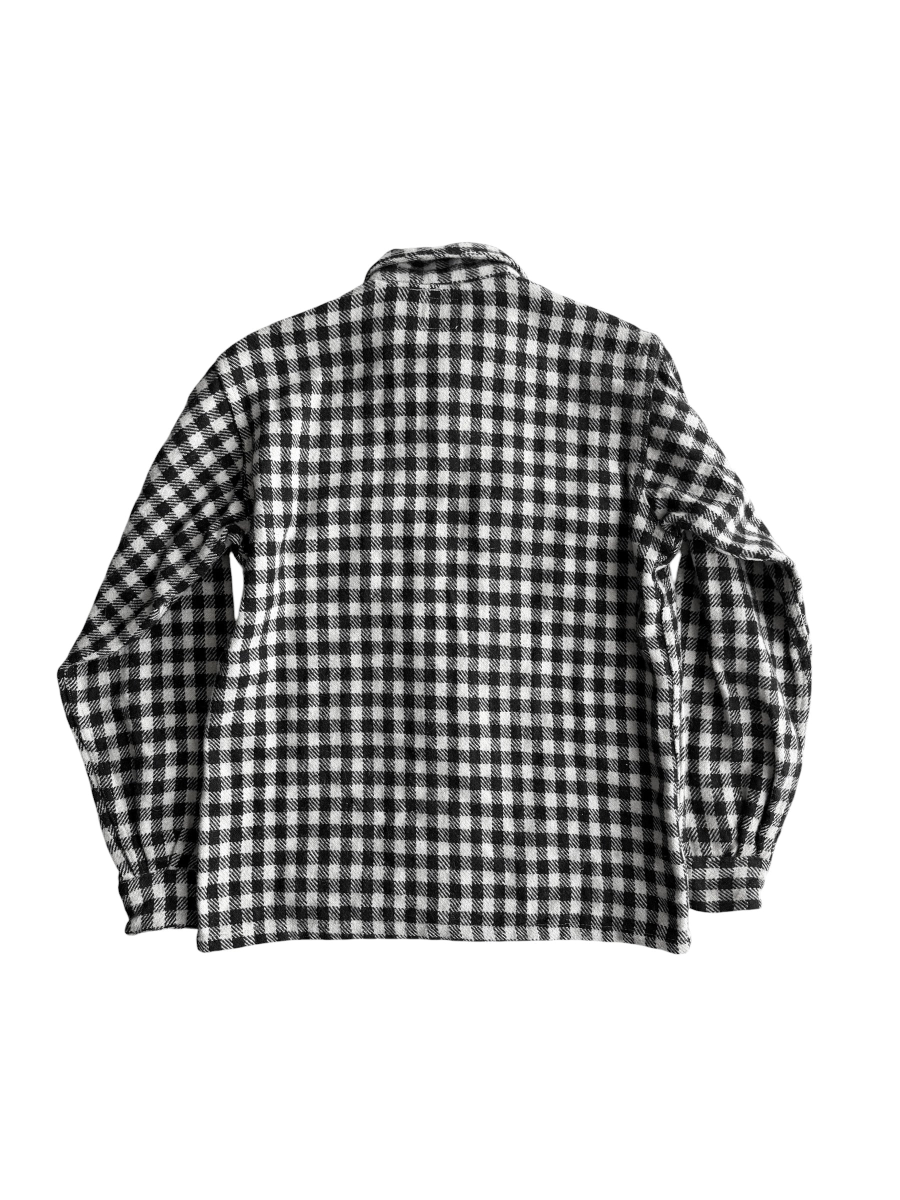 1950s Checker Board Plaid Wool Flannel (S/M)