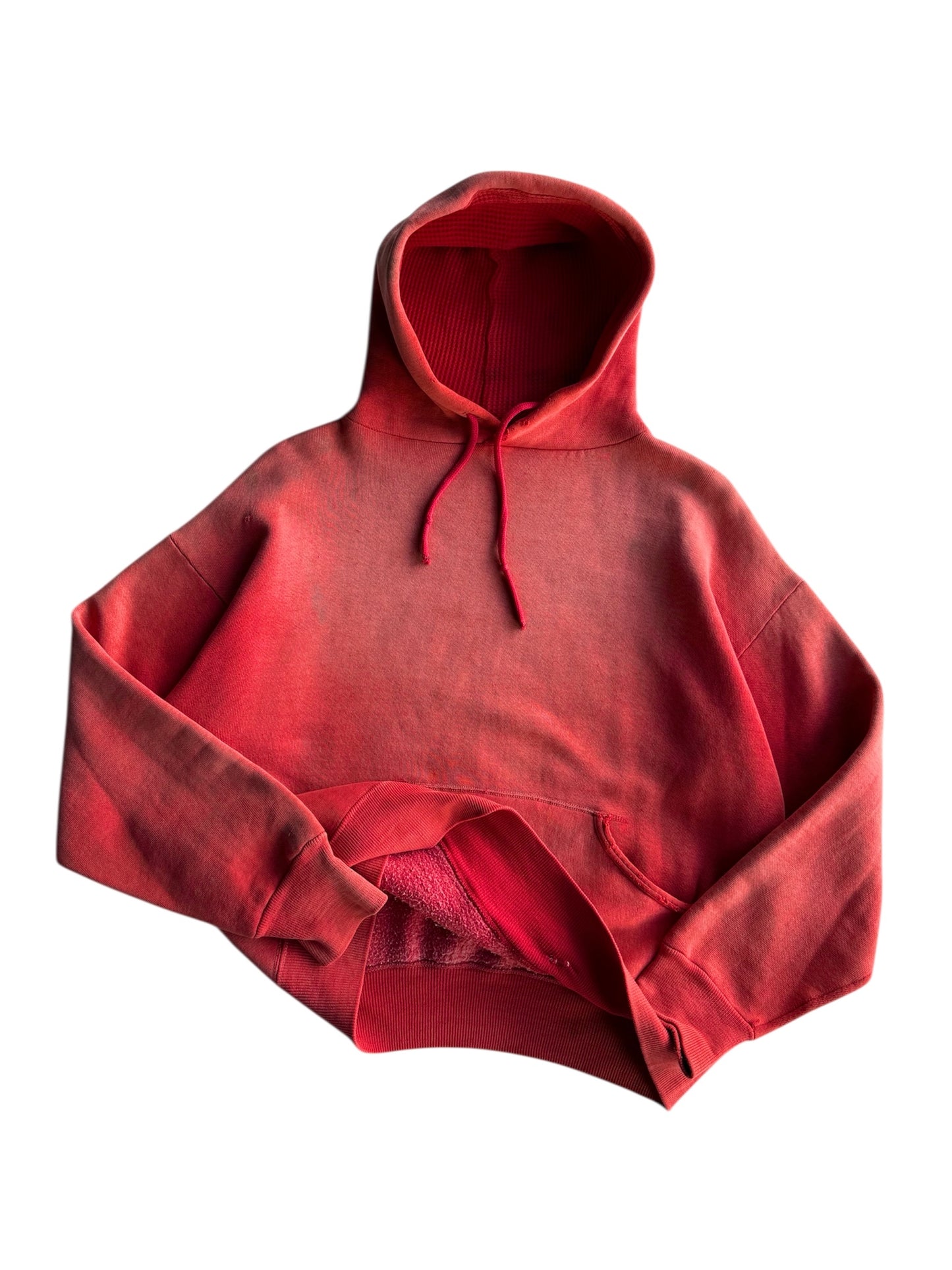 1950s Sun Faded Cherry Red Thermal Hoodie (M/L)