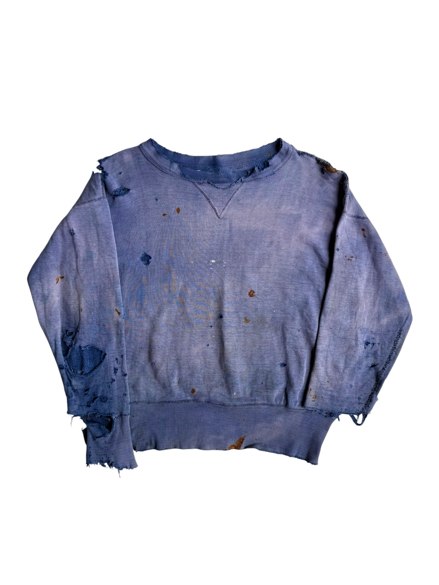 1940s Perfectly Sun Faded and Distressed Single V Sweatshirt (XL)