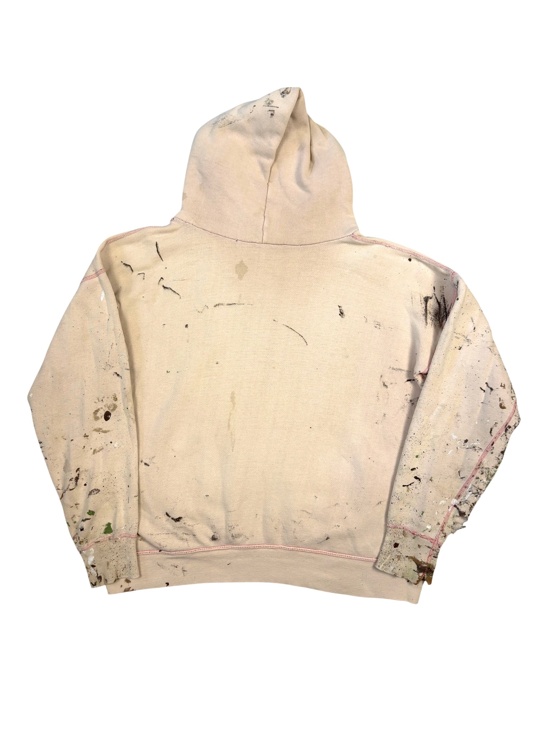 1950s Faded Pink Barn Found Splatter Paint Hoodie (XL)