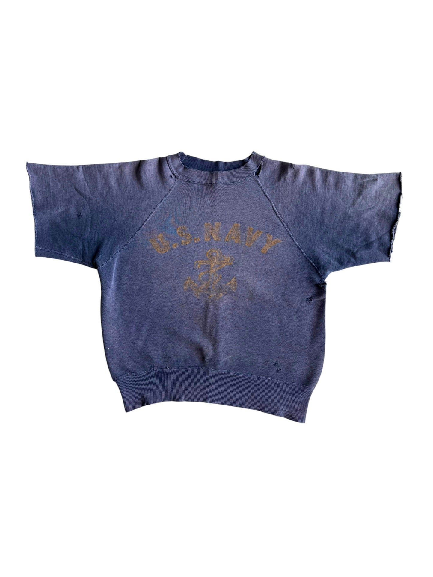 1950s Sun Faded ‘US Navy’ Chopped Sweatshirt (S/M)