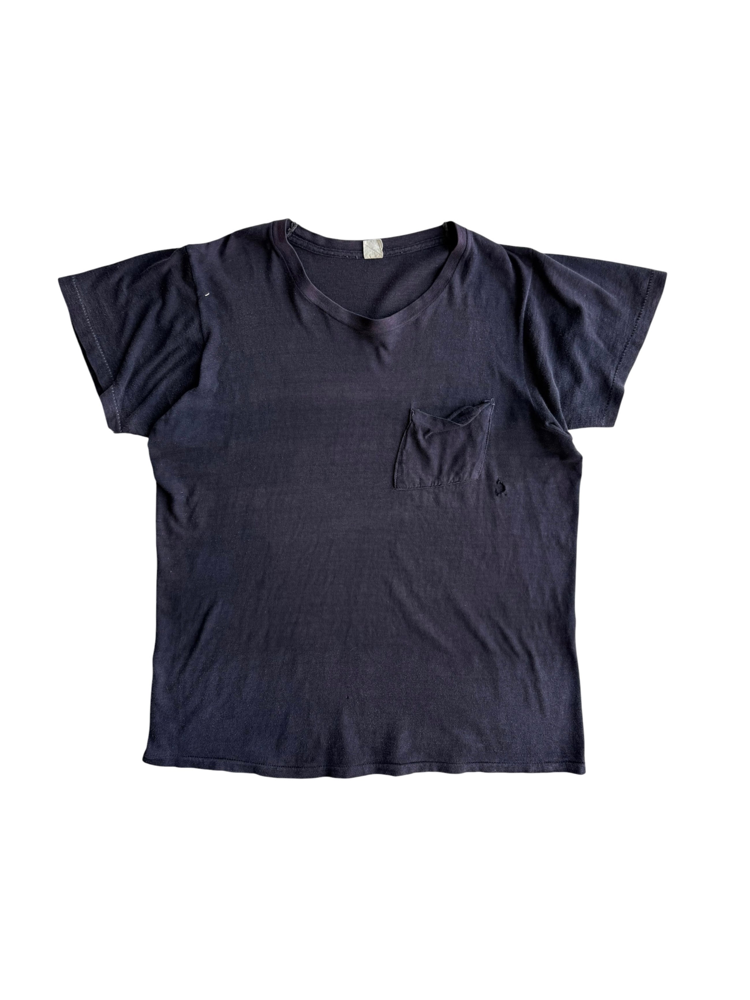 1960s Black Sun Faded Selvedge Pocket Tee (S/M)