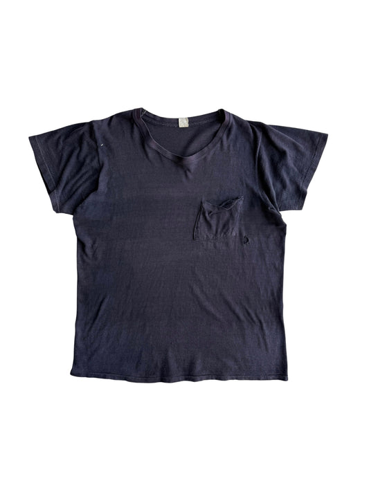 1960s Black Sun Faded Selvedge Pocket Tee (S/M)